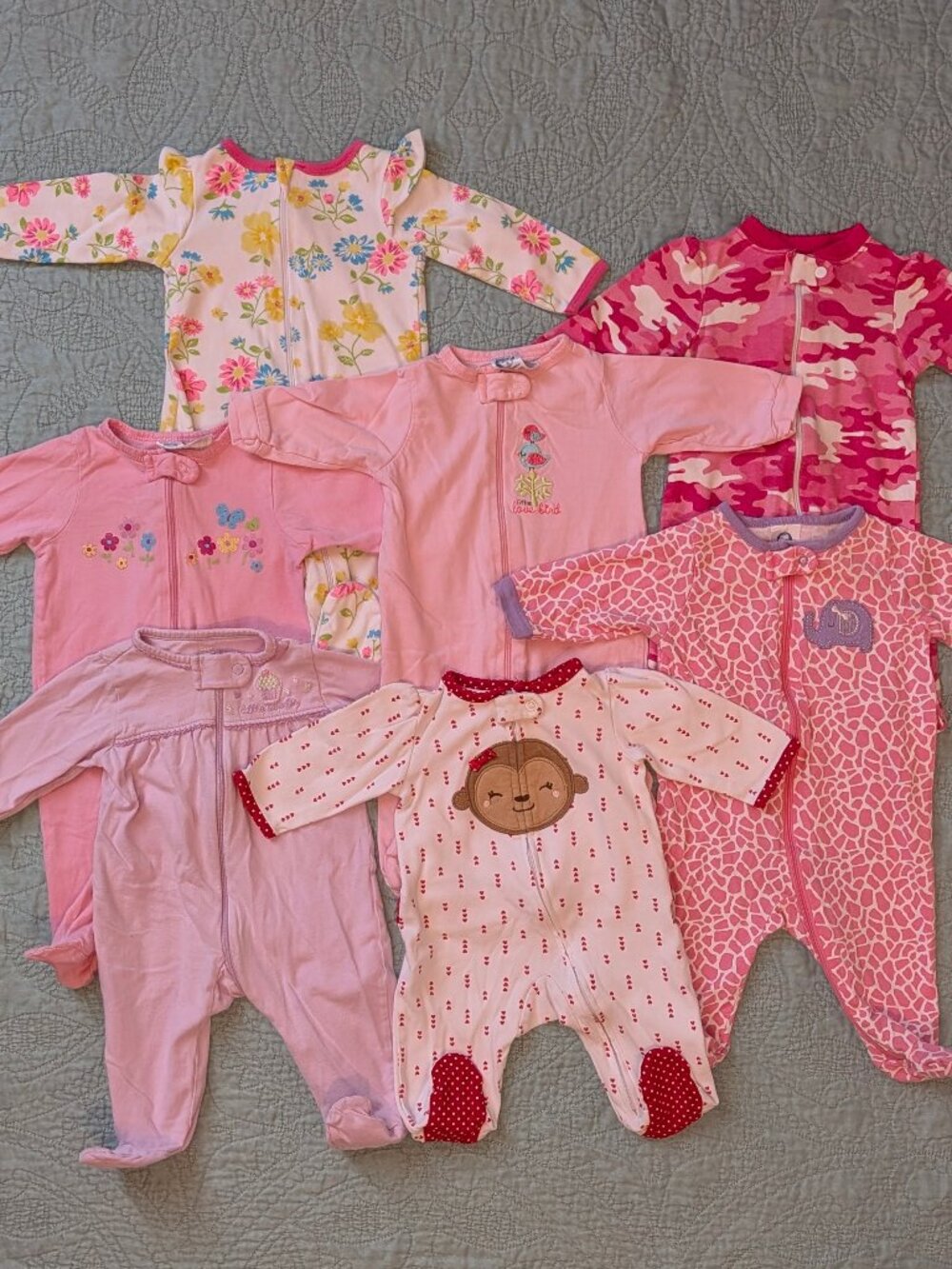 Infant Girl 100% Cotton Pajamas Bundle Size 0-3M